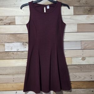Old Navy Burgundy Vintage Style Princess Seam Ribbed Knit A-Line Dress S